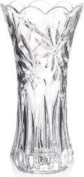 JASVIC 12 Inch Crystal Vases for Flowers, Tall Glass Flower Vase for Bouquet, Elegant Modern Large Vase, Orchid Textured Design Decorative Vase for Living Room Dining Table Centerpiece, Wedding Gift