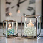 HappyFiller 5 LB 500 Pcs Clear Flat Marbles Glass Gems for Vase Filler Decorative Candle Holder Stones Fountain Rocks,Aquarium Fish Tank Pebbles,Fire Pit Glass Beads Fireplace Decor