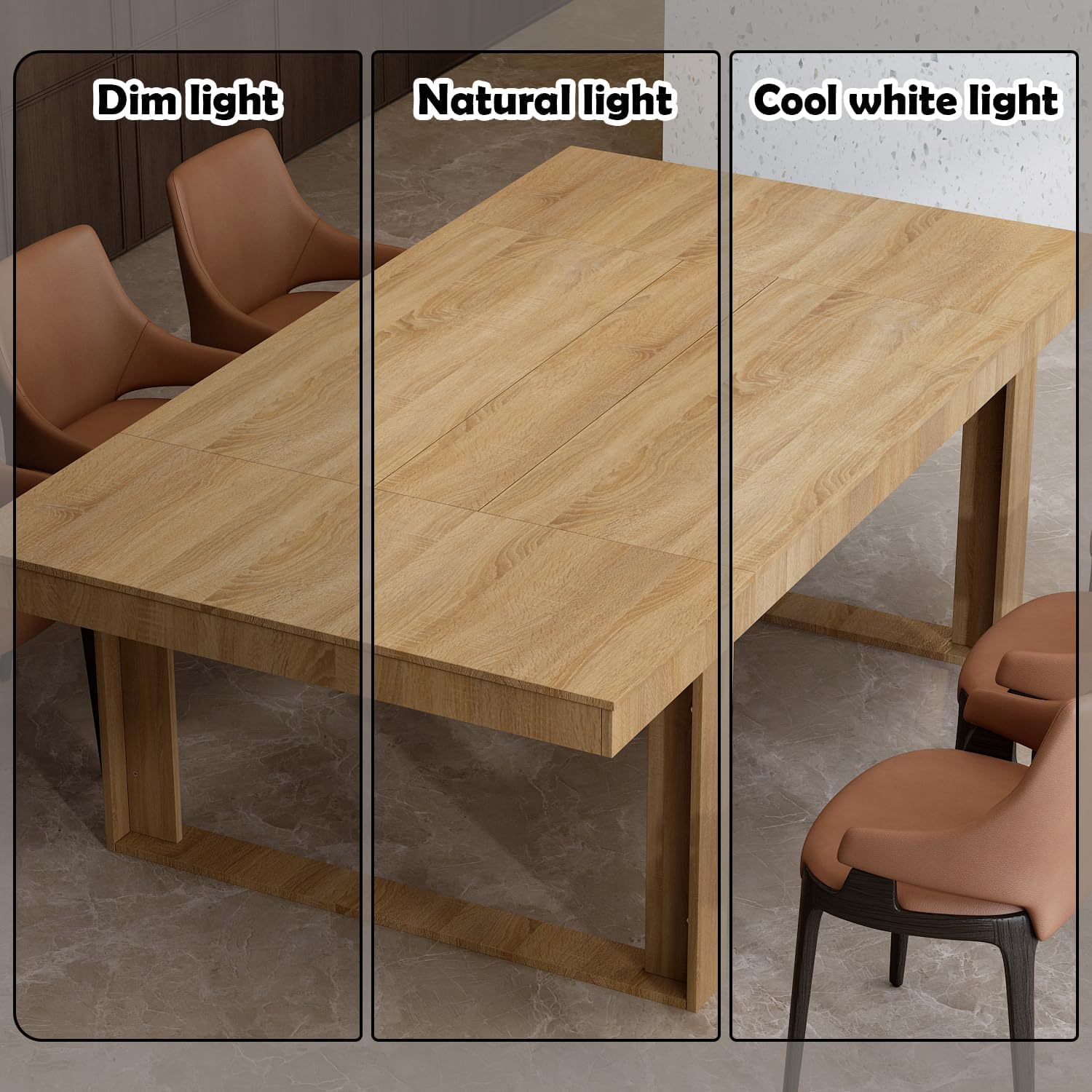 WOODTIME 86.6" W Dining Table for 8-10 People, Versatile Modern Wooden Dinner Table Kitchen Table for Dining Room Conference Room, Brown