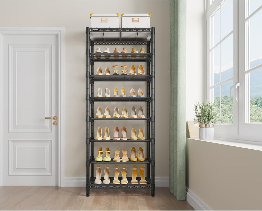 VIPEK S1 Shoe Rack, 8-Tier Metal Durable Shoe Organizer, Heavy Duty Large Capacity Up to 24 Pairs, Adjustable & Detachable Shoe Shelves for Entryway/Bedroom/Closet, Holds Up to 544 lbs, Black