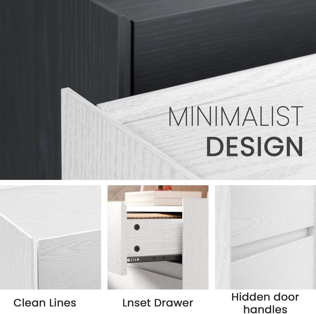 End Table with 3 Drawers,Bedside Table with Large Storage Cabinet, Modern Night Stand for Bedroom & Living Room, 23.6" W x 15.6" D x 25.2" H,White