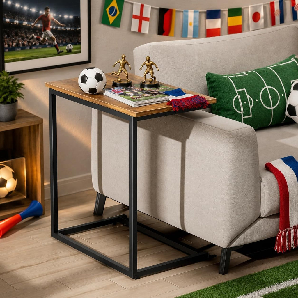 Pipishell C Shaped End Table 27 inches High, Side Table for Couch Slide Under, C Table Sofa Side End Table for Living Room