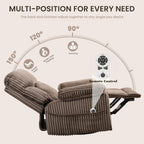 GRAINELL Swivel Rocker Recliner Chair with Massage and Heat, USB Charging Port, Infinite Position Power Recliner, Electric Glider Rocking Chairs for Living Room, Nursery, Brown