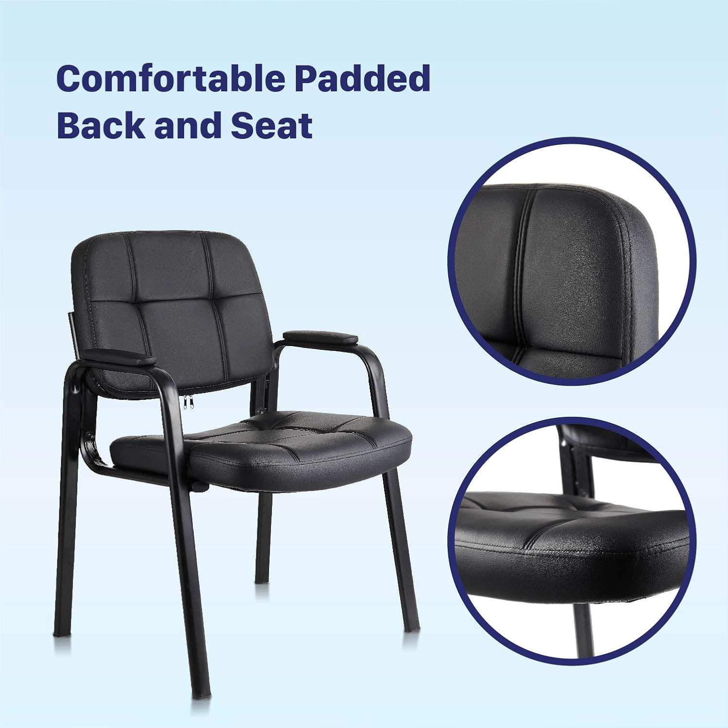CLATINA Classic Reception Chair with Padded Armrests and Sturdy Steel Frame, Ergonomic Guest Chair for Office Conference Waiting Meeting Room, Black (4 Pack)