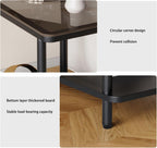 EASYSOUL Small Square Glass Coffee Tables for Living Room, 15.75 x 15.75 x 20.87 in, Side Table with 2 Drawers, Simple & Modern Nightstands for Small Space, Black End Tables (Black)
