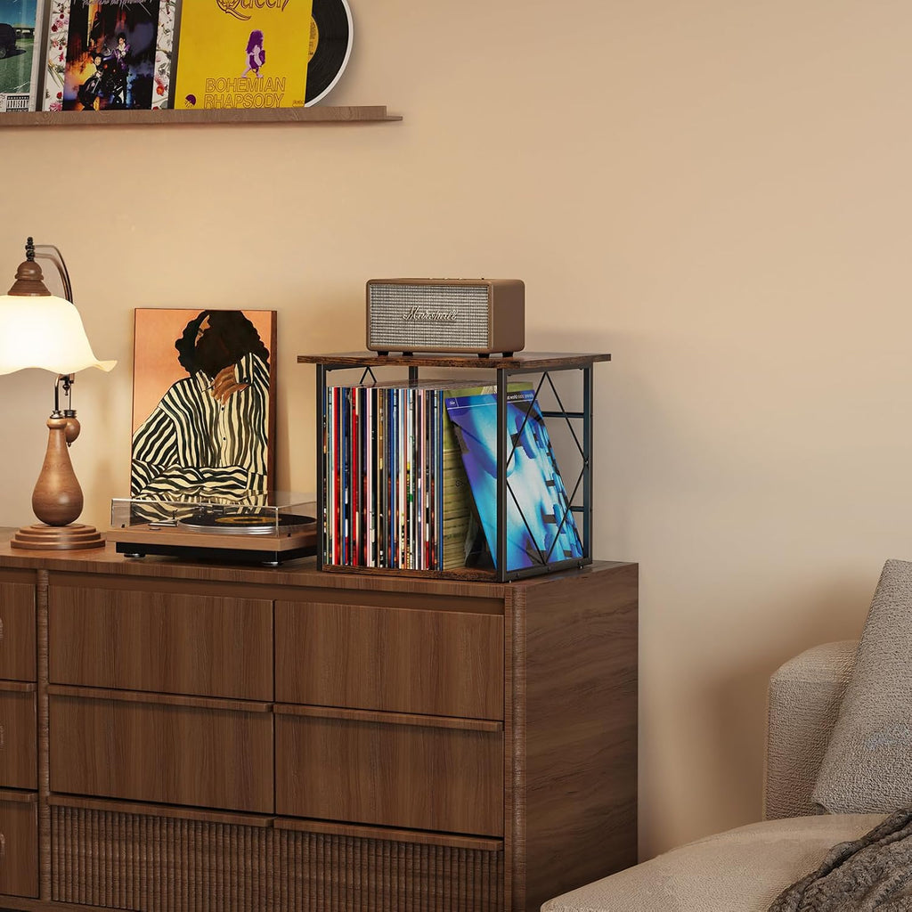 Record Storage Holder for 70-100 Lps, Vinyl Records Holder for Display Albums, Vinyl Record Shelf Crate Organizer, Display Frame for Albums, Magazine, Book, File, for 12" Turntables