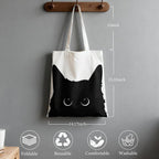 Yivona Canvas Tote Bag for Women, 100% Cotton Cat Tote for Shopping, Travel, School, Gift for Girls, Book Lover, Birthday