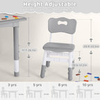 DOREROOM Kids Table and 2 Chairs Set, Height Adjustable (17.7"-26.1") Toddler Table and Chair Set, Multi-Activity Table with Graffiti Desktop, Children’s Table and Chairs for Classroom, Home & Daycare