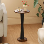 LAATOOREE Small Round Side Tables Set of 2, Wood Pedestal Drink Tables, Accent Coffee End Tables with Solid Wood Leg for Small Space, Living Room, Bedroom, Corner (2, Rustic Brown+ Black)