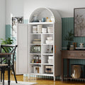72.8" White Metal Arched Pantry Cabinet for Kitchen Storage, Tall 2-Door Cupboard with 6 Adjustable Shelves, Magnetic Closure & Anti-Tip Kit, 15.4" D x 30.7" W, Assembly Required