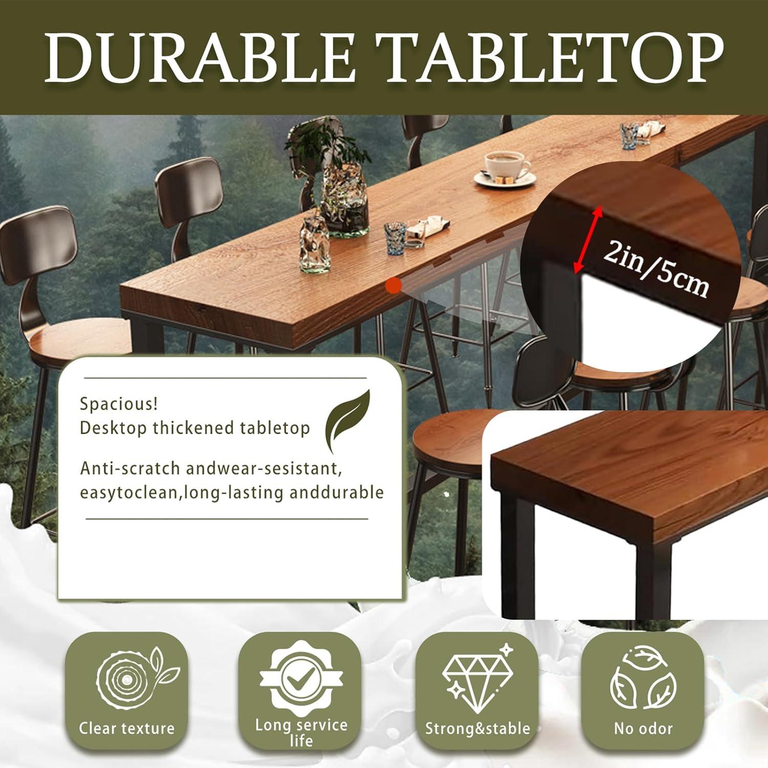 Bar Height Table Long Bar Table Solid Wood Farmhouse Bar Table Industrial Long Bar Height Table for Kitchen Coffee Shop, No Stool(71" L x 15.7" W x 41.3" H)