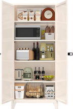 JIJIWANG 71'' Metal Pantry Cabinet, Kitchen Pantry Storage Cabinets with 2 Door and Adjustable Shelves,Kitchen Pantry Cabinet, Freestanding Cupboard for Dining Room Living Room Bathroom,Beige