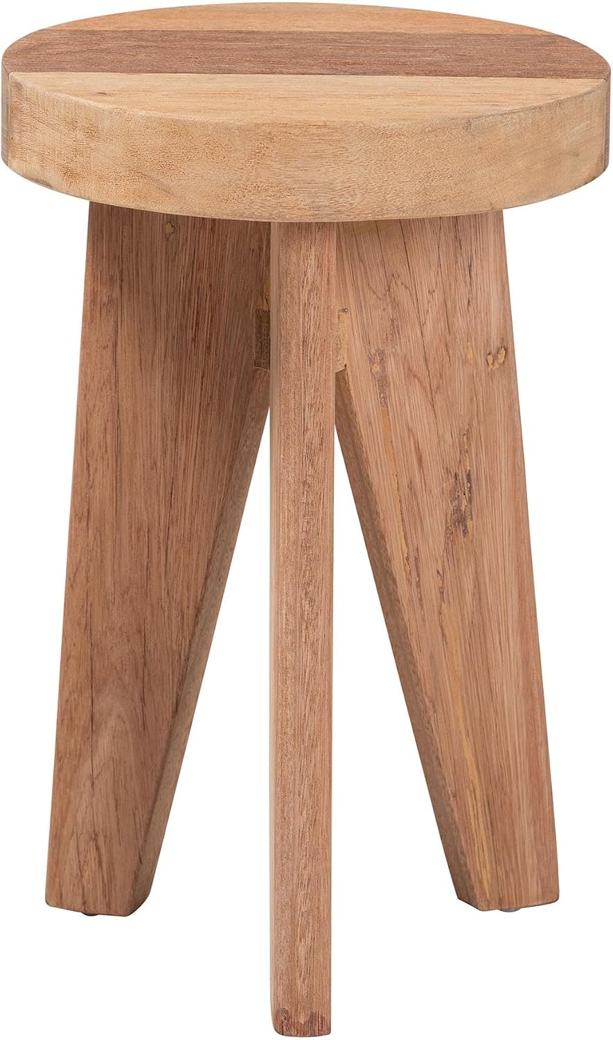 Bali & pari Sayen Acacia Wood Multipurpose Accent Stool - Sculptural End Table with Flared Tripod Base for Living Room, Bedroom or Dining Room