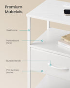 SONGMICS BELLAH Collection - Set of 2 Nightstands with Charging Station and App-Controlled Adjustable LED Lights, Bed Side Tables,1 Drawers, Cloud White and Snow White ULGS201W101S