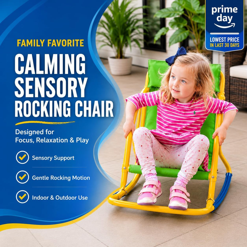 PLATPORTS Calming Sensory Rocking Chair for Kids – Balance Seat for Focus, Relaxation & Play | Indoor Outdoor Therapy Chair for Autism, ADHD & Active Kids