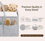 SHAROM Essential Baby Caddy for Newborns. Spacious, Sturdy & Portable Diaper and Nappy Caddy for Newborn Essentials, Nursery Storage Basket & Organiser for Baby Shower Gifts (Grey)