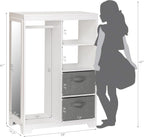 UTEX Kids Dress Up Storage with 2 Storage Bins and Full Length Mirror | Kids Armoire, Opening Hanging Kids Closet Wardrobe, Water-based Paint