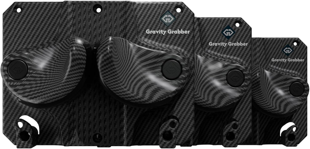 Gravity Grabber, The OG - Ski & Snowboard Wall Mount, Indoor Garage & Home Storage Organizer, Damage-Free Grip, Holds Skis/Boards/Poles/More, Space-Saving Premium Gear Rack, (Carbon 3-Pack)