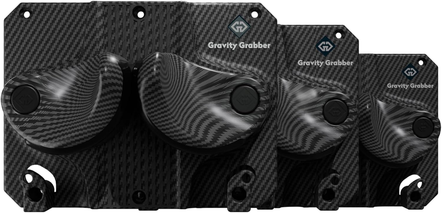 Gravity Grabber, The OG - Ski & Snowboard Wall Mount, Indoor Garage & Home Storage Organizer, Damage-Free Grip, Holds Skis/Boards/Poles/More, Space-Saving Premium Gear Rack, (Carbon 3-Pack)