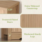 Cyclysio 55" Fluted Buffet Cabinet with Drawers, Modern Sideboard Credenza with Adjustable Shelves, Coffee Bar Table with Storage for Dining Room, Entryway, Kitchen, Natural Oak