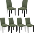VECELO Upholstered Dining Chairs Set of 6, Modern PU Leather and Solid Wood Legs & High Back for Kitchen/Living Room- Green