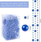 DomeStar 36 PCS Blue Pearl Strings for Floating Candle, Artificial Beads Strings Blue Faux Pearls Vase Fillers for Wedding Table Centerpiece DIY Garland