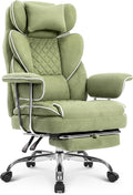 NEO CHAIR Big and Tall Office Chair Gaming Computer Chair High Back Heavy Duty Desk Chai with Lumbar Support Adjustable Recliner Footrest Wide Seat Fabric Executive Home with Wheels (Fabric Green)
