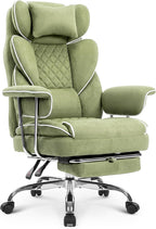NEO CHAIR Big and Tall Office Chair Gaming Computer Chair High Back Heavy Duty Desk Chai with Lumbar Support Adjustable Recliner Footrest Wide Seat Fabric Executive Home with Wheels (Fabric Green)