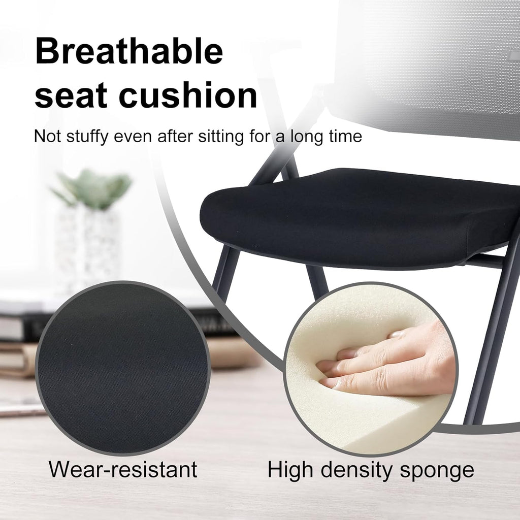 Upgraded Folding Chair with Wheels and Padded, Ergonomic Mesh Back and Arms for Office, Meetings, Conferences, Receptions, Training Rooms & Folding Office Chairs