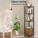 Garvee 5 Tier Corner Shelf - 57" Tall Corner Cabinet Stand with Storage, Space-Saving Corner Bookshelf for Living Room & Bedroom | Brown Corner Shelf, Modern Corner Organizer
