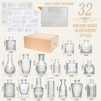 Glass Bud Vase Set of 32PCS Wedding Centerpieces for Tables,Mini Clear Bud Vases for Flowers,Small Flower Vases Suitable for Birthday Party,Anniversary,Wedding,Baby Shower (Clear, 32PCS)