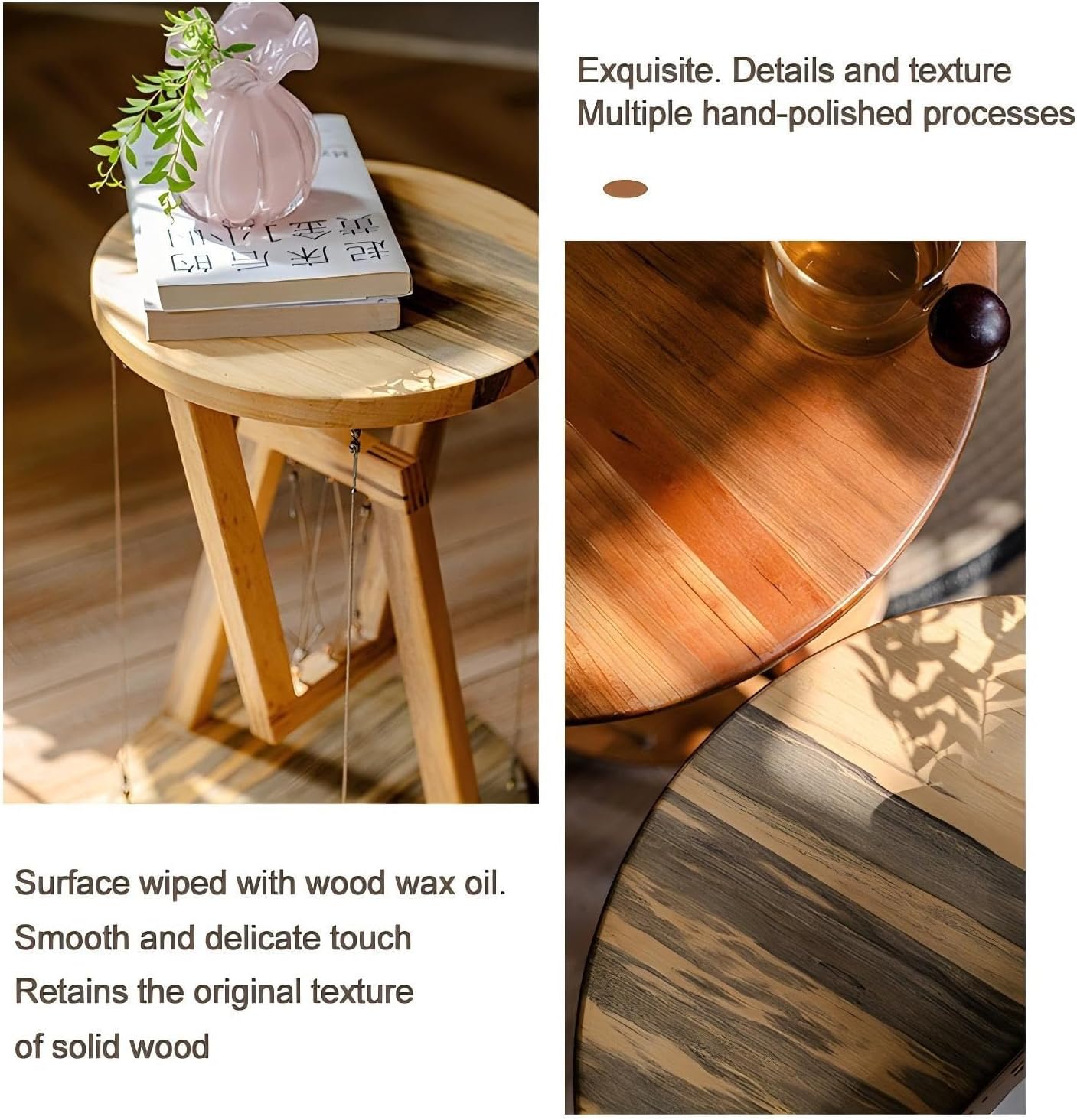 Solid Wood End Table - Tensegrity Design for Living Room, Sofa Side, Home Decor, Indoor Accent Furniture
