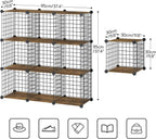 HOOBRO Wedge End Table and Wire Cube Storage Organizer, Recliner Wedge Side Table, 9-Cube Shelves, Modular Shelves with Metal Grid, DIY Closet Cabinet BF64UBZ01G1-BF09CW01