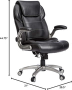 Amazon Basics Ergonomic High-Back Office Chair with Flip-Up Arms, Adjustable Lumbar Support, Height Adjustable, 29.5"D x 27.5"W x 44.75"H, Black