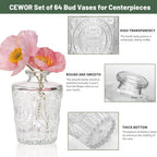 Fixwal 18 Pack Small Bud Vases for Centerpieces, Clear Vases for Flowers Glass Flower Vases in Bulk, Vintage Decorative Vases for Wedding Rustic Home Table Decor