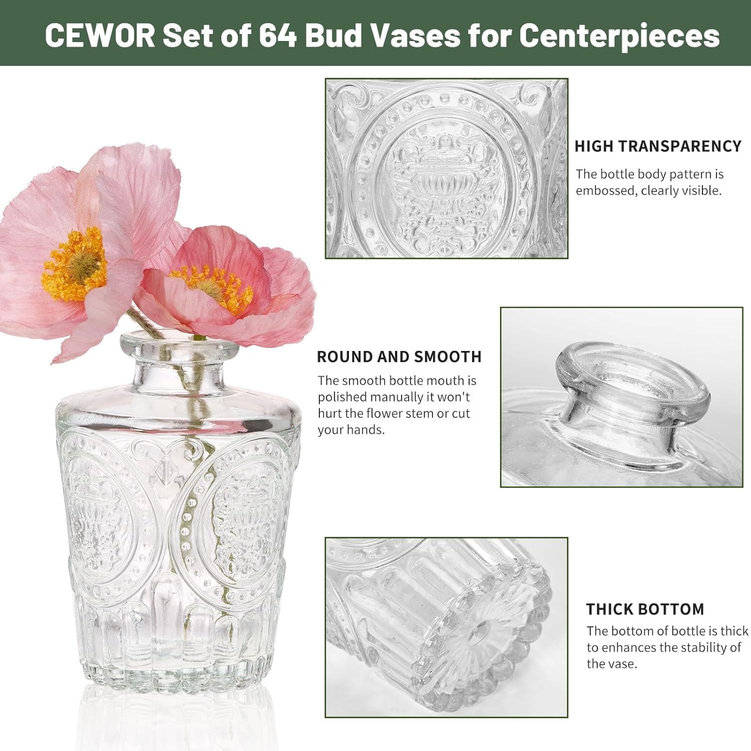 Fixwal 18 Pack Small Bud Vases for Centerpieces, Clear Vases for Flowers Glass Flower Vases in Bulk, Vintage Decorative Vases for Wedding Rustic Home Table Decor