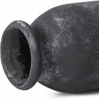 VICTOR & TERESA Black Ceramic Vases Home Decor, Flower Vase Set of 2, Farmhouse Vase for Flowers, Rustic Decorative Vases for Pampas Grass, Table, Living Room, Shelf, Centerpieces, 8 inch