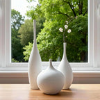 Relexome White Ceramic Vase Modern Boho Wabi-Sabi Flower Vase Set of 3 Decorative Aesthetic Vases for Centerpieces Pampas Matte Minimalist Vases for Living Room Table Shelf Home Decor Gift