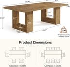 Tribesigns Farmhouse Wooden Dining Table, 63-Inch Rectangular Kitchen Table with Heavy Duty Legs for Kitchen & Dining & Living Room, Brown