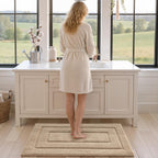 DEXI Bathroom Rug 43x24, Non Slip Washable Bath Mat for Shower Floor, Extra Large Absorbent Soft Bathmat with Rubber Backing, Quick Dry Microfiber Carpet, Beige