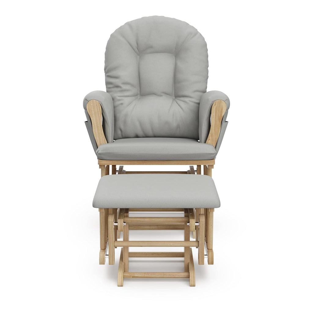 Storkcraft Premium Hoop Glider & Ottoman (Natural/Light Gray) — GREENGUARD Gold Certified Nursery Glider, Solid Wood Craftsmanship, Smooth-Gliding Nursery Chair and Ottoman, Award-Winning