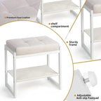 Vanity Stool, Makeup Vanity Chair for Vanity, Ottoman Seat for Bedroom Makeup Living Room,Foot Stool Foot Rest, (Beige&White)