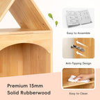 OOOK Rubberwood Montessori Shelf, 3-Tier Toy Organizers and Storage, Wood Corner Cabinet for Kids Room, Playroom, Nursery, Classroom, Kindergarten