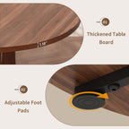 iPormis 43-59" Round Dining Table Set for 4, 5-Piece Kitchen Table & Chairs Set for 4, Extendable Dining Room Circle Table with 4 Upholstered Chairs for Small Space, Walnut Table + 4 White Chairs