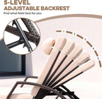 Patio Chaise Lounge Chairs Set of 2 Wicker Pool Lounge Chairs Outdoor with 5 Adjustable Back & Removable Cushion & Tray Tanning Chair Sun Loungers for Patio Poolside Deck Beach