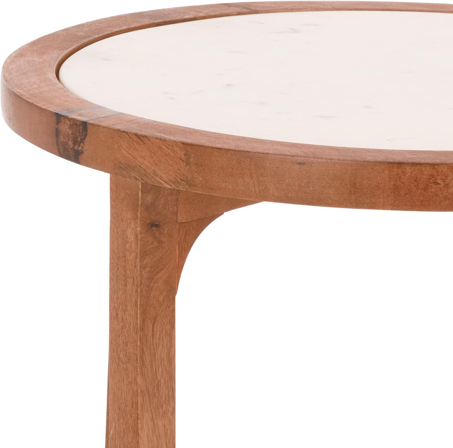 SAFAVIEH Home Collection – Minori Walnut Solid Wood & White Marble Round Top Side Table (ACC5515A)