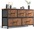 SMUG 5 Drawer Side Table with Tray, Portable Metal Frame with Adjustable Feet, Wood Stand for Office