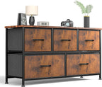 SMUG 5 Drawer Side Table with Tray, Portable Metal Frame with Adjustable Feet, Wood Stand for Office
