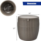 Tangkula 9.5 Gal Cooler Bar Table, Patio Wicker Ice Cool Bar Table, Outdoor Rattan Bar Table with Ice Bucket, Ice Bucket with Side Handles & Lid, Beer & Wine Cooler for Party, Poolside, Deck, Yard
