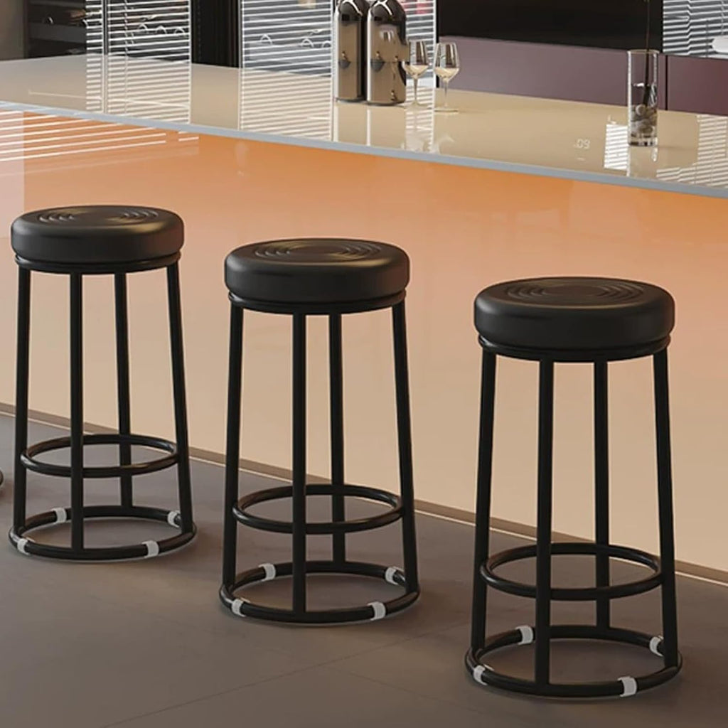 Backless Counter Height Bar Stools, Office Three-Ring High Chair, High Barstools, Comfortable Upholstered, for Dining Room, Kitchen, Bar(Orange,78cm/31in)